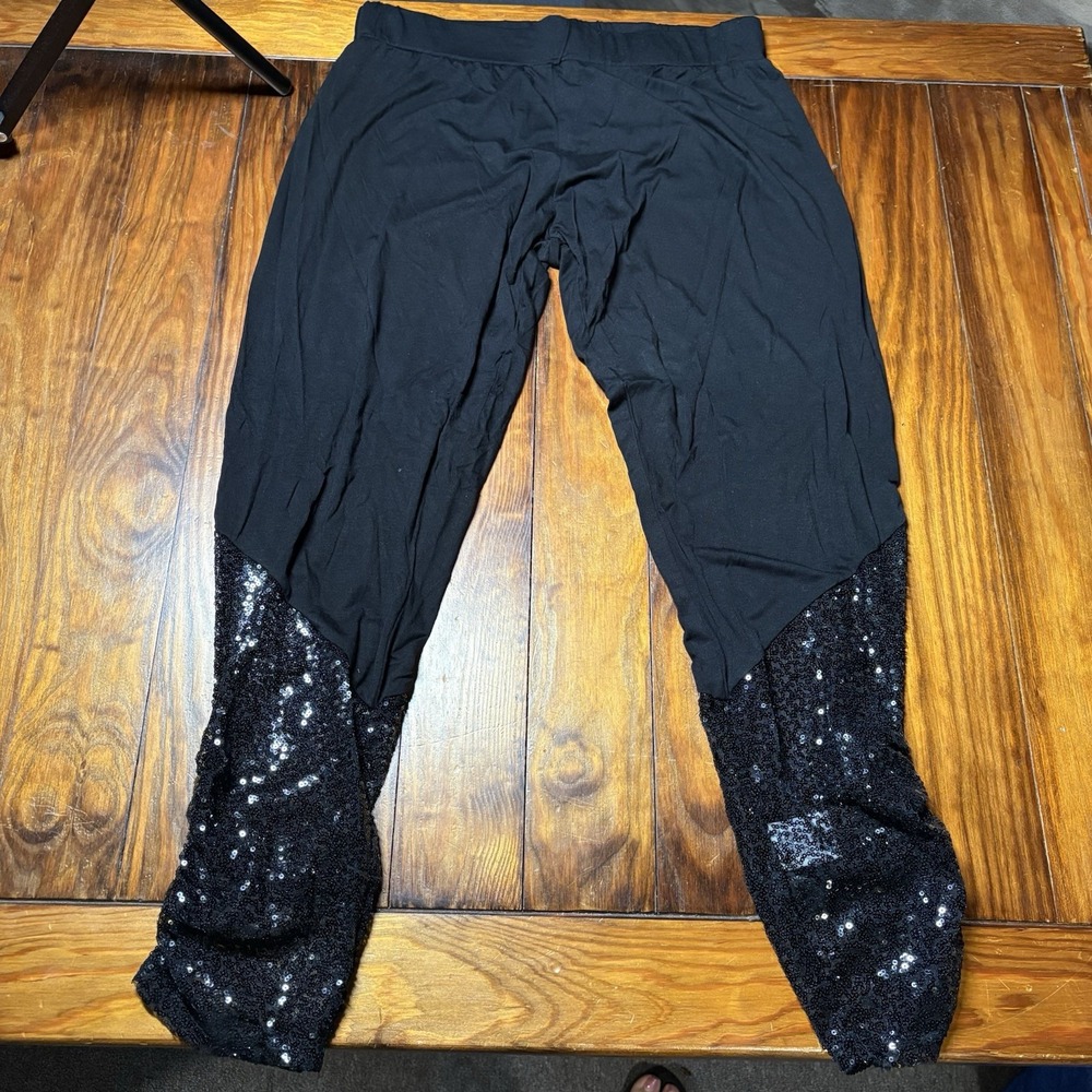 Michael Lauren Black Sequin Detail Sweatpants Comfy Leisure Bling Cute Sz S A243